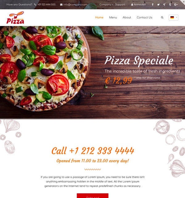 Rundum-Website Gastronomie - Pizza
